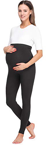 Be Mammy Mallas Leggins Premamá Largos BE20-257(Negro, L)