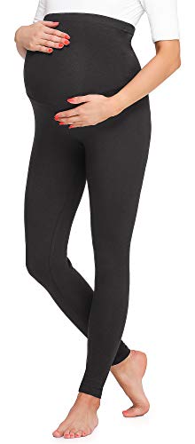 Be Mammy Mallas Leggins Premamá Largos BE20-257(Negro, L)