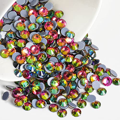 Beadsland Hotfix Pedrería, 2880pcs Flatback Crystal Rhinestones para manualidades Ropa DIY Decoración, Arco iris, SS10, 2.7-2.9 mm