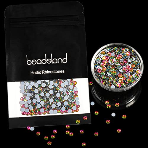 Beadsland Hotfix Pedrería, 2880pcs Flatback Crystal Rhinestones para manualidades Ropa DIY Decoración, Arco iris, SS10, 2.7-2.9 mm