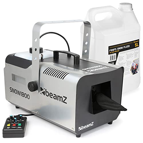 BeamZ SNOW1800 máquina de nieve de 1800 vatios, máquina de nieve con mando a distancia, líquido de nieve de 5 litros, DMX, temporizador, mini cañón de nieve para jardín, simulación de invierno