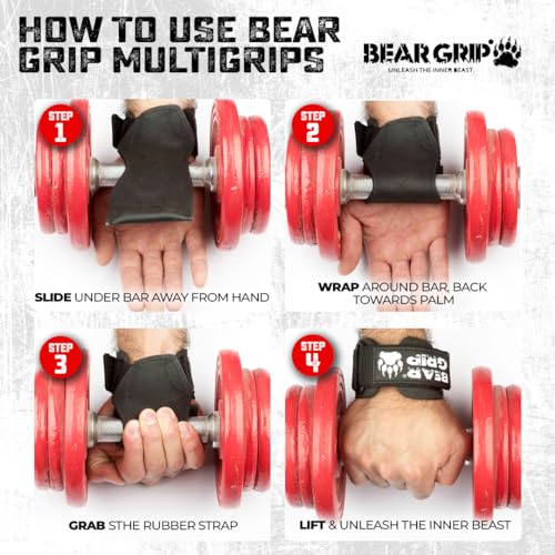 BEAR GRIP - Guantes para Levantamiento de Pesas (Rubber, Small)