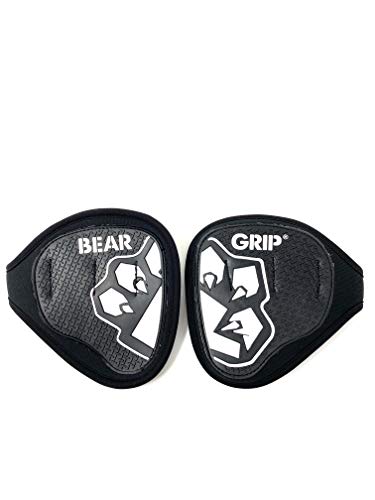 BEAR GRIP® (Neopreno, alternativa higiénica a los guantes de gimnasio de levantamiento de pesas, almohadillas de agarre de gimnasio (negro-goma)