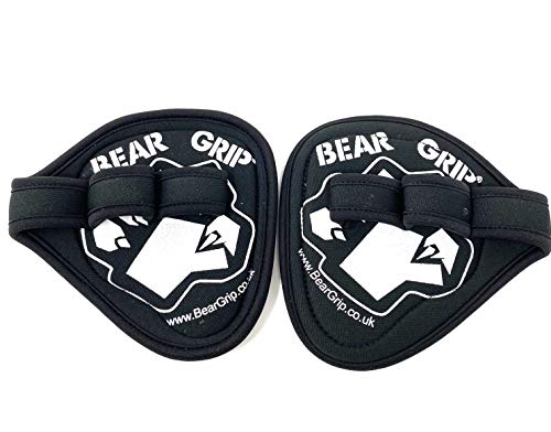 BEAR GRIP® (Neopreno, alternativa higiénica a los guantes de gimnasio de levantamiento de pesas, almohadillas de agarre de gimnasio (negro-goma)