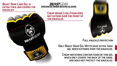 Beast Gear Guantes Boxeo Gel – Manoplas Boxeo Deportes de Combate, MMA, Muay Thai, Artes Marciales - Large