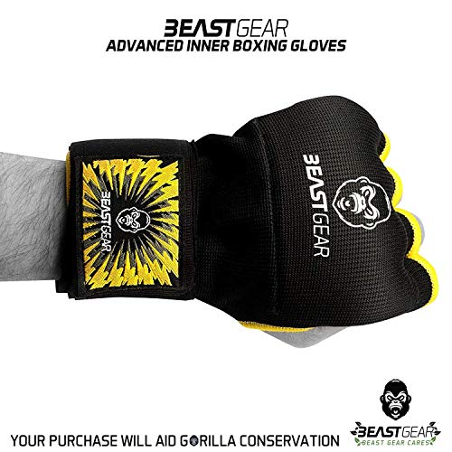 Beast Gear Guantes Boxeo Gel – Manoplas Boxeo Deportes de Combate, MMA, Muay Thai, Artes Marciales - Large