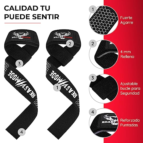 BEAST RAGE Correas de Levantamiento de Pesas con Soporte Acolchado para Las muñecas. Correas de Fitness de Gimnasio con agarres flexión Gel Mejor Gama Levantamiento Potencia Culturismo (Silicon Blanc