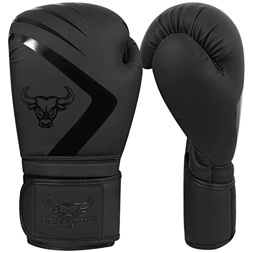 BEAST RAGE Guantes de Boxeo Cuero Muay Thai Entrenamiento Hide Kickboxing MMA Saco Manoplas de Boxeo Bolsa Combate Boxing Gloves para Sparring Fitness Mitts Artes (14 OZ)