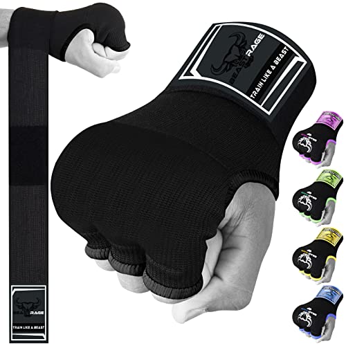 Beast Rage Guantes de Boxeo de Gel para Manos MMA de 75 cm de Largo, Acolchados, elásticos, Saco de Boxeo rápido para Entrenamiento, Muay Thai, Vendas UFC para Hombres,