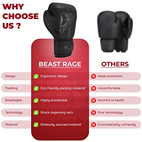 Beast Rage Guantes de Boxeo para Entrenamiento de Sparring Pro Impact Muay Thai MMA Kickboxing Hombres Mujeres Adultos Saco de Boxeo Pesado Almohadillas de Enfoque Guantes de Entrenamiento