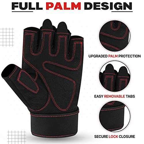 Beast Rage Guantes de Gimnasio para Levantamiento de Pesas, Antideslizantes, Acolchados, elásticos,para Crossfit, Entrenamiento, Ciclismo,jercicio, Guantes de Medio Dedo para Hombres y Mujeres