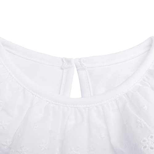 Bebé Niña Body de Manga Larga 100% Algodón Camisa de Manga Larga con Cuello con Volantes Cuello de Muñeca Bebé de Moda Suave Lindo - Liso Blanco Talla 18M