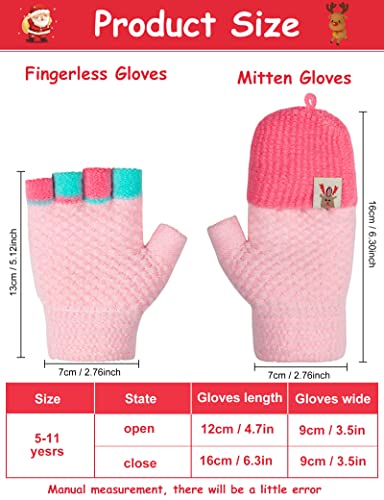 Becellen Guantes Invierno Niño, Guantes sin Dedos de Punto Táctil Termicos Guantes Mitones para Niños y Niñas de 5 a 11 Años