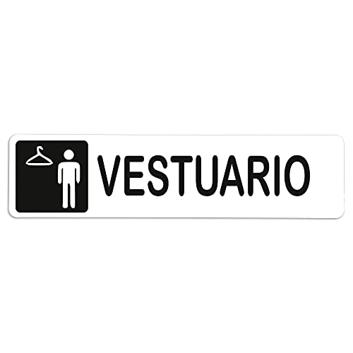 Becral® - Adhesivo de Vinilo VESTUARIO HOMBRE | Pegatina puerta de VINILO | Señal informativa | Cartel Puerta 200x50mm