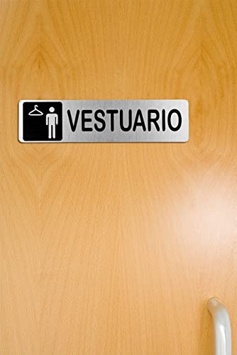 Becral® - Señal de acero inoxidable VESTUARIO HOMBRE | Placa puerta | Señal informativa | Cartel Puerta 200X50mm (ref.RD707011)