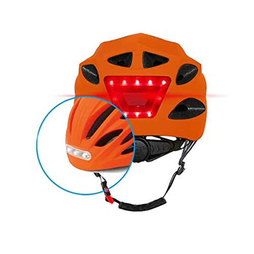 BEEPER Me134l-o Casco con LED Delantero y Trasero, Bicicleta de montaña, Patinete eléctrico, Unisex, Naranja, Large