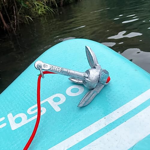 BeGrit Kit de Anclaje de Barco Pequeño, Plegable, Acero al Carbono, para Canoa Jet, esquí, Sup y Tabla de Paddle,0,7 kg con Bolsa de Transporte de Cuerda de Remolque DE 10 m