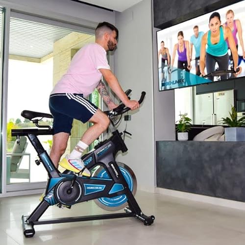 BEHUMAX - Bicicleta indoor Extreme FIt 3500, monitor LCD, volante de 25 kg, SCAN y pulsómetro, manillar y sillín ajustables para entrenar de forma comoda en casa