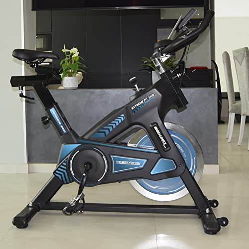 BEHUMAX - Bicicleta indoor Extreme FIt 3500, monitor LCD, volante de 25 kg, SCAN y pulsómetro, manillar y sillín ajustables para entrenar de forma comoda en casa