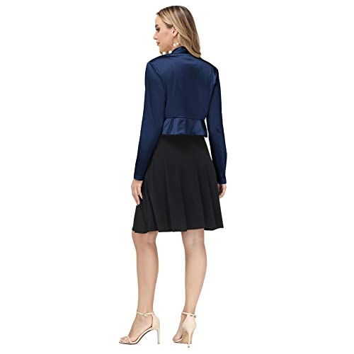 Belle Poque Bolero BP0573A22 - Chaqueta de manga larga para mujer, azul marino, S