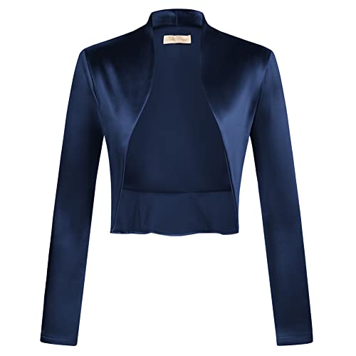 Belle Poque Bolero BP0573A22 - Chaqueta de manga larga para mujer, azul marino, S