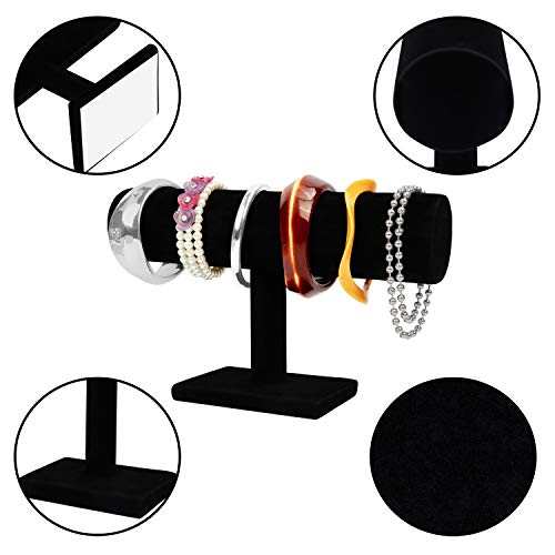 BELLE VOUS Organizador de Pulseras Terciopelo Negro Barra en T (Pack de 2) Muestre su Organizador de Joyas con Pulseras, Relojes, Collares y Brazaletes - Expositor Pulseras