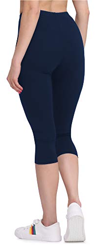 Bellivalini Leggins 3/4 Piratas Mallas Deportivas Capri en Viscosa Mujer BLV50-148 (Azul Oscuro, XS)