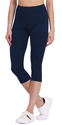 Bellivalini Leggins 3/4 Piratas Mallas Deportivas Capri en Viscosa Mujer BLV50-148 (Azul Oscuro, XS)