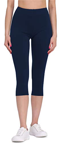 Bellivalini Leggins 3/4 Piratas Mallas Deportivas Capri en Viscosa Mujer BLV50-148 (Azul Oscuro, XS)