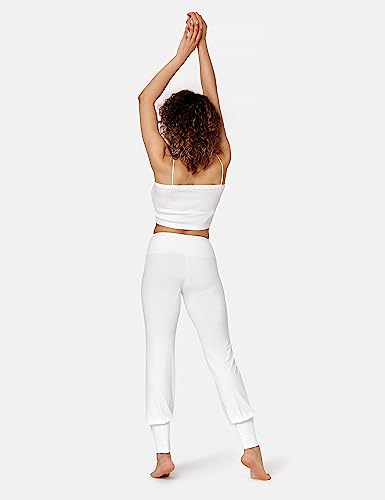 Bellivalini Pantalones Largos Harem para Mujeres Pantalón Holgado Aladino Deporte Yoga Jogging Pilates para el Verano BLV50-278 (Blanco, S)