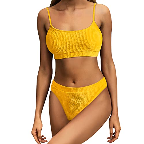 BelonLink Traje de Baño de 2 Piezas, Conjunto de Bikini Mujer, Sexy Elegante, Bandeau Top Bañador de Baño Tops y Braguitas, Ajustable, para Piscina Mar Fiesta