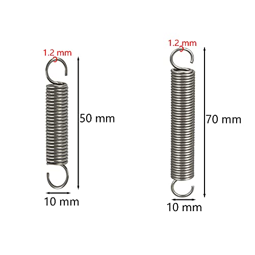 Belvanr Muelle de Tracción 10 Piezas Muelles de Compresión Muelles de Extensión Acero Inoxidable Muelles Pequeño Gancho Doble Tensión de Resorte (Dos especificaciones)