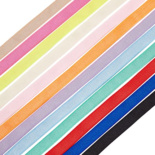 BENECREAT 26yards 12 colores sujetador de felpa banda elástica de poliéster satén banda elástica de goma para coser tirantes de sujetador lencería, fabricación de correas de hombro, 10 mm de ancho