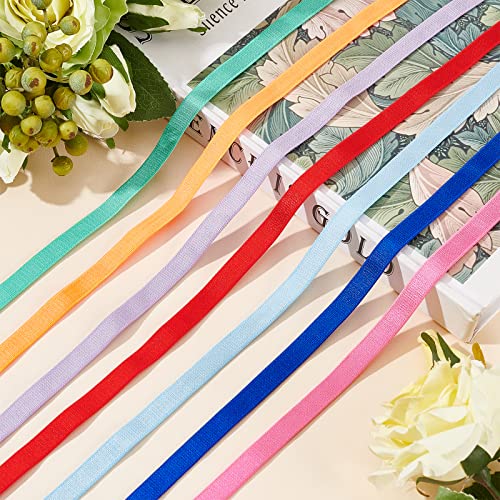 BENECREAT 26yards 12 colores sujetador de felpa banda elástica de poliéster satén banda elástica de goma para coser tirantes de sujetador lencería, fabricación de correas de hombro, 10 mm de ancho