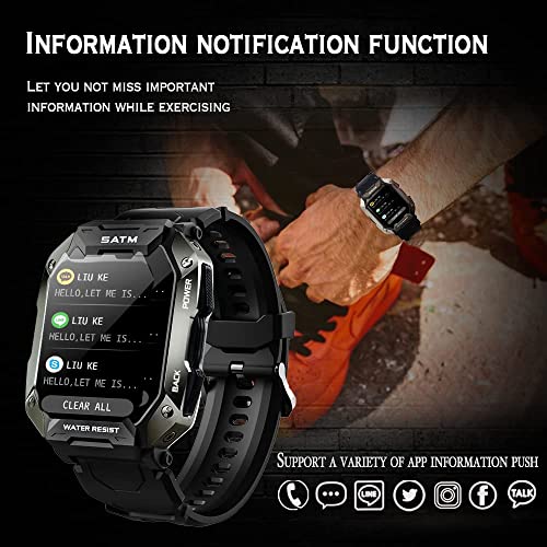 Bengux smartwatch Hombre,Reloj Inteligente Hombre,5ATM Impermeable 1.72" Pantalla con Monitor de Sueño Monitores Oxígeno Sanguíneo Presión Arterial Frecuencia Cardíaca para Android iOS