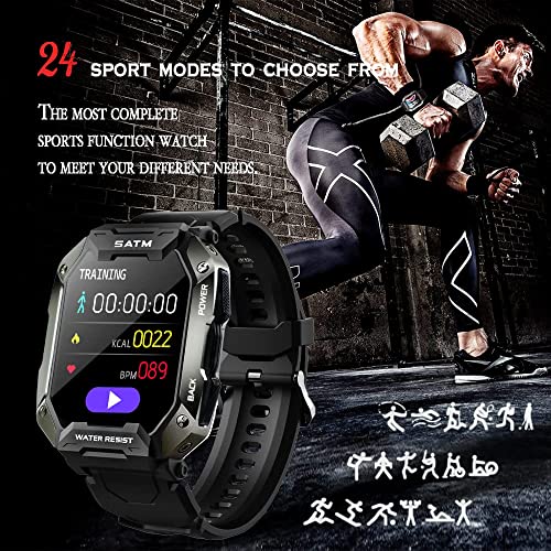 Bengux smartwatch Hombre,Reloj Inteligente Hombre,5ATM Impermeable 1.72" Pantalla con Monitor de Sueño Monitores Oxígeno Sanguíneo Presión Arterial Frecuencia Cardíaca para Android iOS