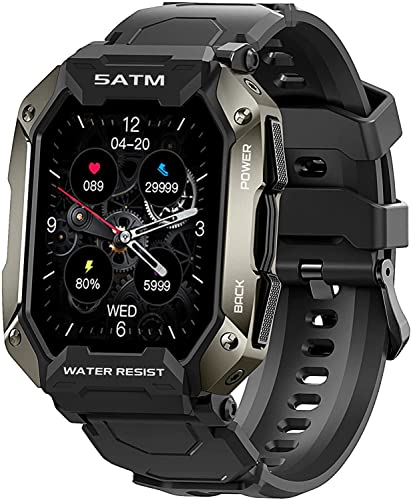 Bengux smartwatch Hombre,Reloj Inteligente Hombre,5ATM Impermeable 1.72" Pantalla con Monitor de Sueño Monitores Oxígeno Sanguíneo Presión Arterial Frecuencia Cardíaca para Android iOS