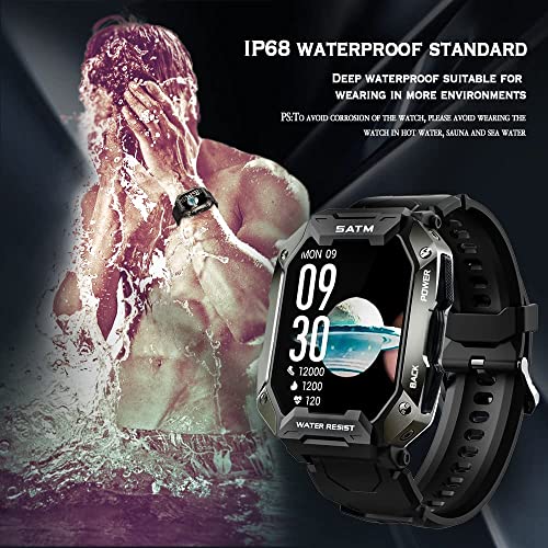 Bengux smartwatch Hombre,Reloj Inteligente Hombre,5ATM Impermeable 1.72" Pantalla con Monitor de Sueño Monitores Oxígeno Sanguíneo Presión Arterial Frecuencia Cardíaca para Android iOS