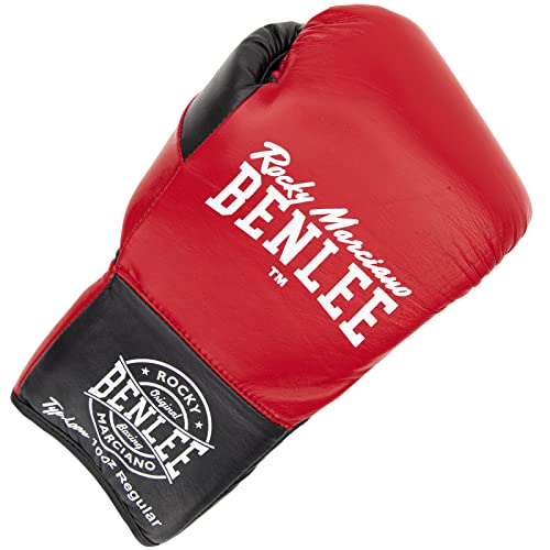 BENLEE Rocky Marciano Unisex - Guantes de Cuero para Adultos, Color Negro y Rojo, Talla L