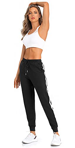 BENNIES Pantalon de Chandal Mujer Algodon Pantalones Mujer Invierno Jogger Pantalones Deportivos Largos Elastica Sweatpants con Bolsillos para Correr Running Casual Fitness Gimnasio Jogging Negro XL