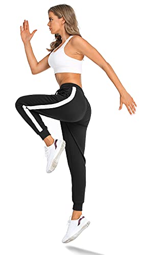 BENNIES Pantalon de Chandal Mujer Algodon Pantalones Mujer Invierno Jogger Pantalones Deportivos Largos Elastica Sweatpants con Bolsillos para Correr Running Casual Fitness Gimnasio Jogging Negro XL