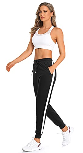 BENNIES Pantalon de Chandal Mujer Algodon Pantalones Mujer Invierno Jogger Pantalones Deportivos Largos Elastica Sweatpants con Bolsillos para Correr Running Casual Fitness Gimnasio Jogging Negro XL