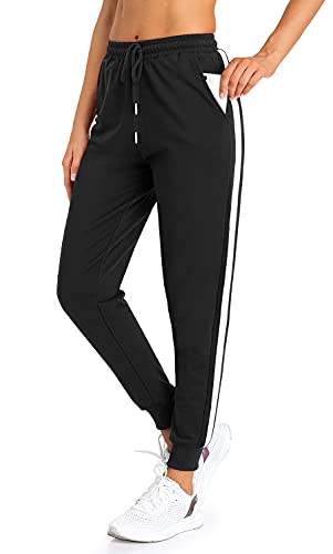 BENNIES Pantalon de Chandal Mujer Algodon Pantalones Mujer Invierno Jogger Pantalones Deportivos Largos Elastica Sweatpants con Bolsillos para Correr Running Casual Fitness Gimnasio Jogging Negro XL