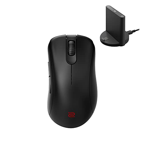 BenQ Zowie EC2-CW Ratón ergonómico inalámbrico para Juegos/e-Sports | Receptor Mejorado | Rueda de 24 Pasos | Sin Controlador | Revestimiento Negro Mate | Tamaño Medio