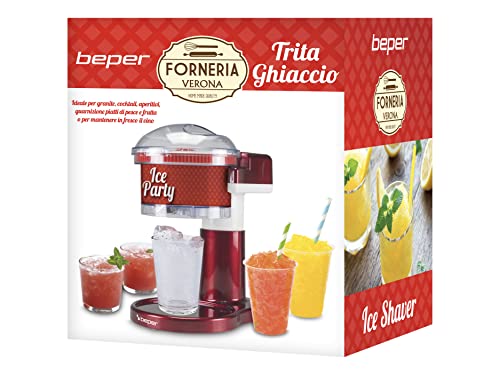 BEPER P102GEL100 Picadora de Hielo, roja, acero inoxidable - Maquina Granizados