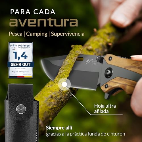 BERGKVIST K29 Titanium Cuchillo plegable - Navaja de bolsillo 3 en 1 con rompecristales y cortacinturones - Ganadora del premio de Bronze A' Design Award 2021