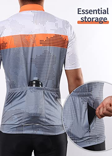 BERGRISAR Maillot Ciclismo Hombre Camisetas Ropa de MTB Bicicleta con Manga Corta Naranja Large