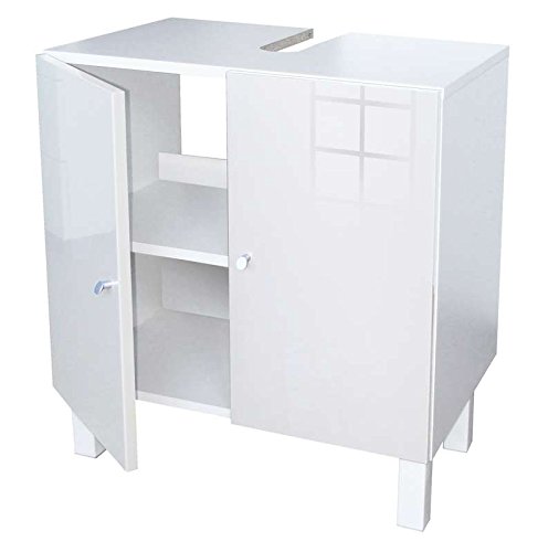 Berlioz Creations Mueble de baño para Debajo del Lavabo, Color Blanco Brillante, 60 x 42 x 65 cm