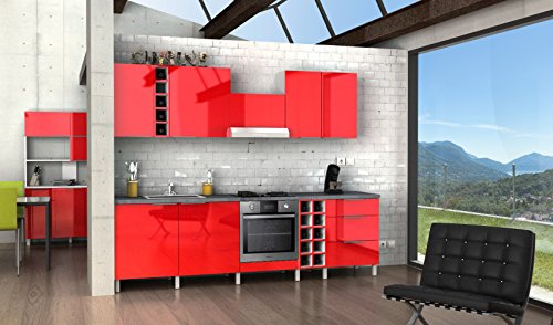 Berlioz Creations – Mueble de Cocina, Almacenamiento para Botellas, Otros, Rojo Brillante, 15,2 x 33,2 x 70 cm