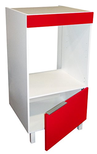 Berlioz Creations Mueble de Media Columna para Horno empotrable, 60 cm, Madera de ingeniería, Rojo Brillante, 60 x 118 x 60 cm